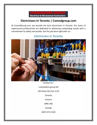 Electricians In Toronto  Comodgroup.com