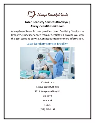 Laser Dentistry Services Brooklyn  Alwaysbeautifulsmile.com