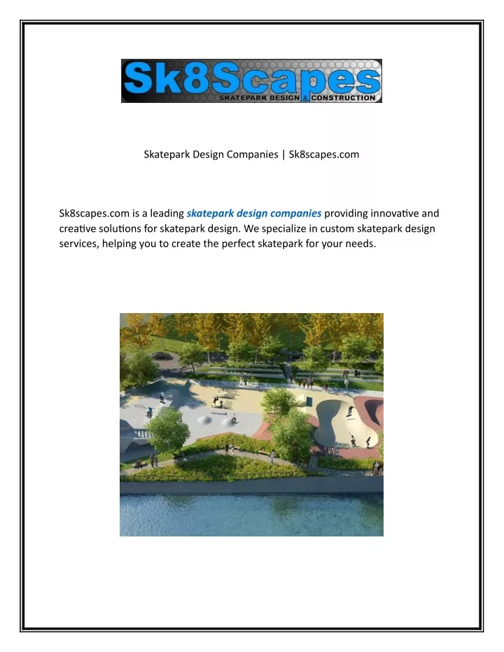 skatepark design companies sk8scapes com