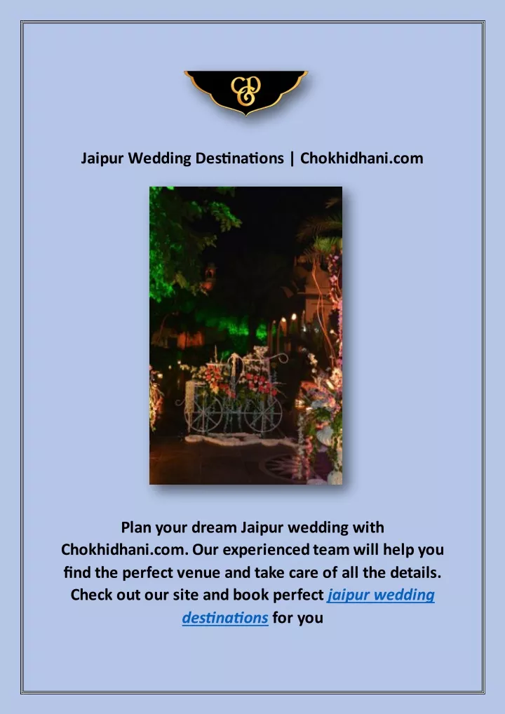 jaipur wedding destinations chokhidhani com