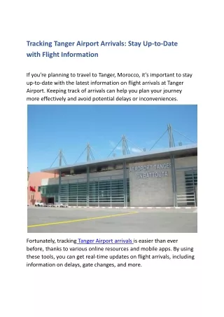 Tracking Tanger Airport Arrivals: Stay Up-to-Date with Flight Information