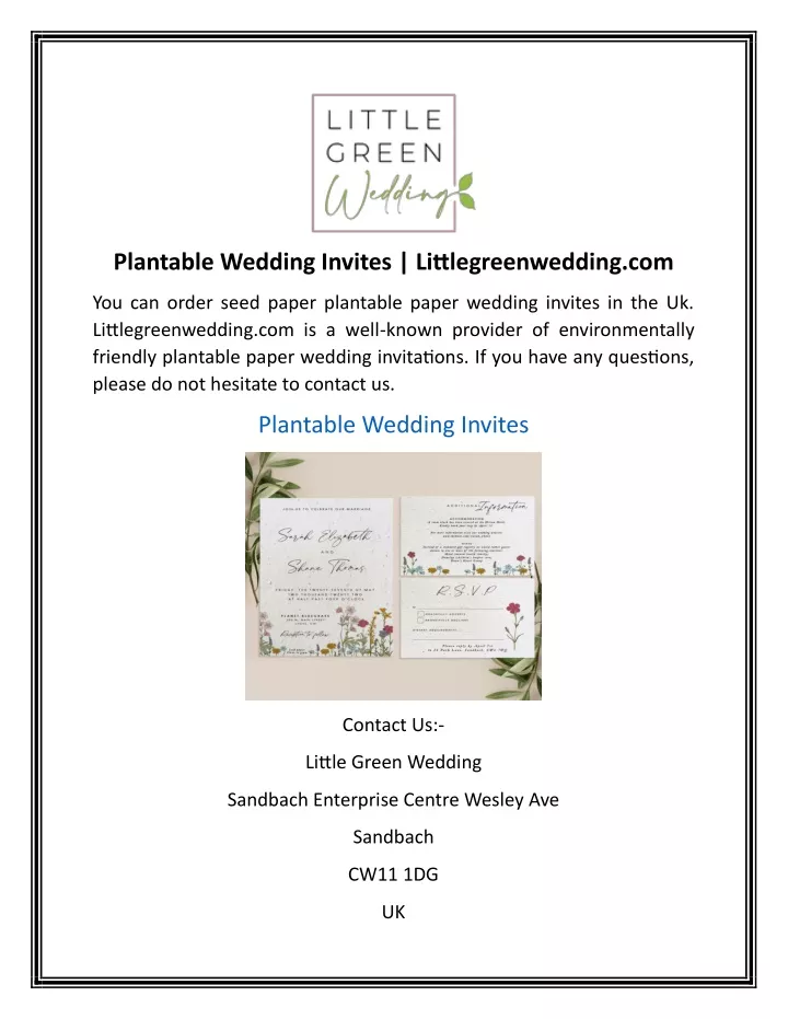 plantable wedding invites littlegreenwedding com