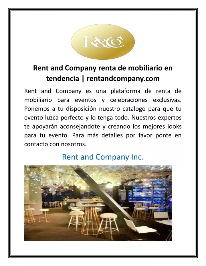 rent and company renta de mobiliario en tendencia