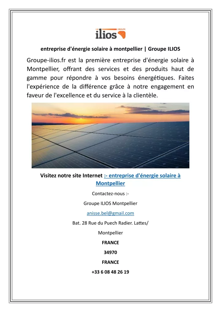 entreprise d nergie solaire montpellier groupe