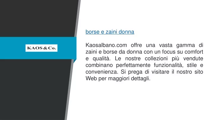 borse e zaini donna kaosalbano com offre