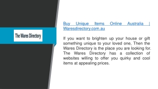 Buy Unique Items Online Australia  Waresdirectory.com.au