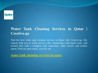 Water Tank Cleaning Services in Qatar  Crestive.qa