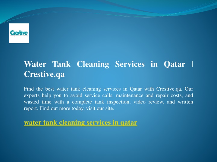 water tank cleaning services in qatar crestive
