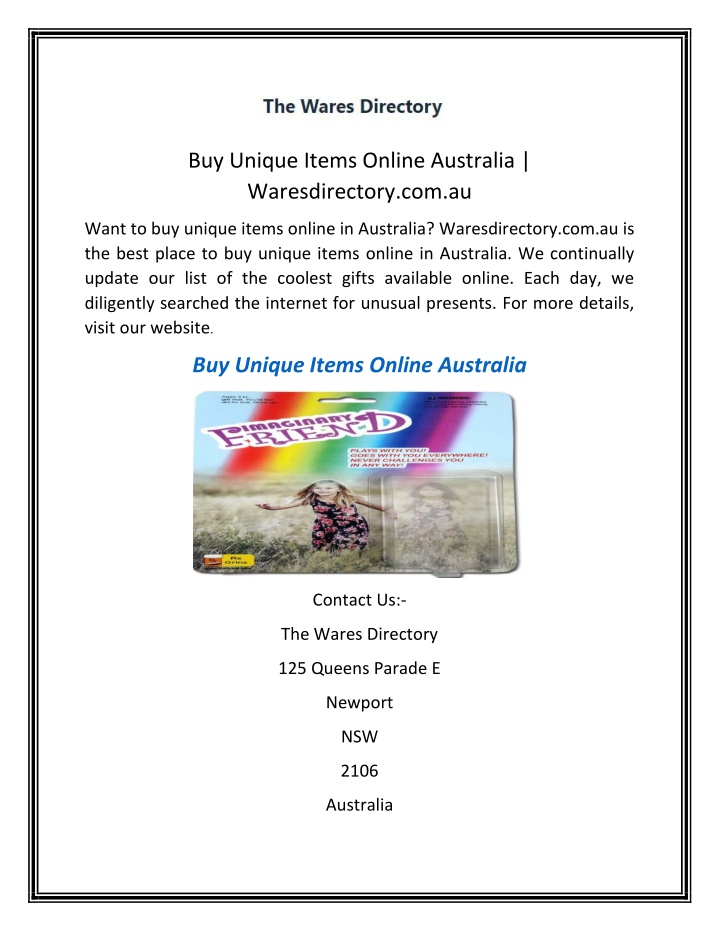 buy unique items online australia waresdirectory