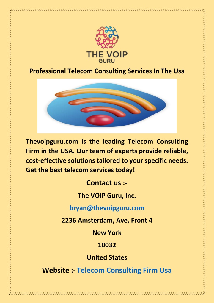 professional telecom consulting services