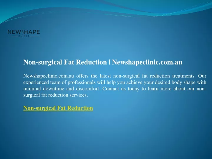 non surgical fat reduction newshapeclinic