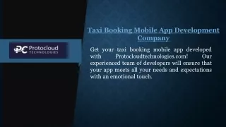 Taxi Booking Mobile App Development Company  Protocloudtechnologies.com