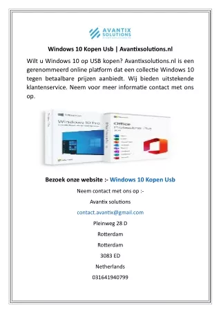 Windows 10 Kopen Usb  Avantixsolutions.nl