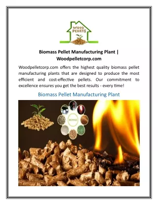 Biomass Pellet Manufacturing Plant  Woodpelletcorp.com
