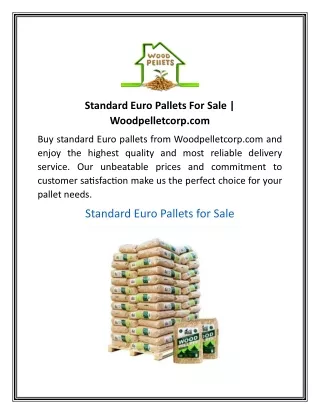 Standard Euro Pallets For Sale Woodpelletcorp.com