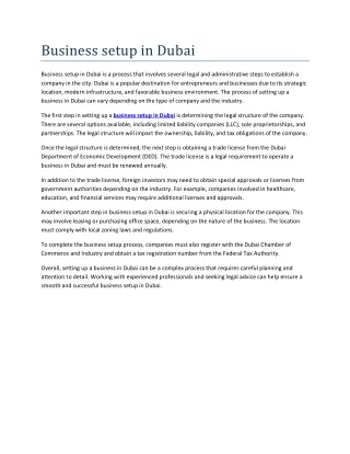 bank account opening in Dubai business setup package