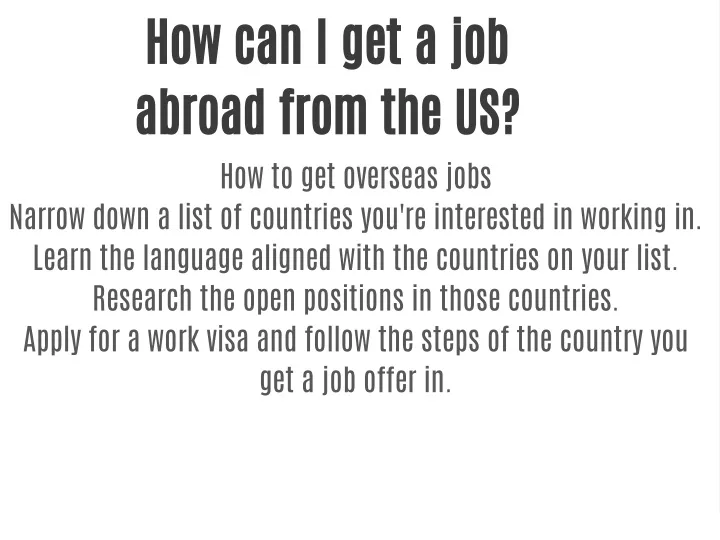 how can i get a job abroad from