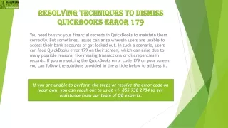 resolving techniques to dismiss quickbooks error 179