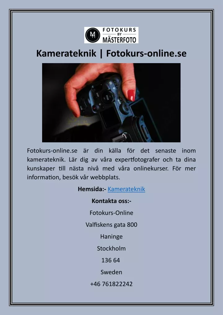 kamerateknik fotokurs online se