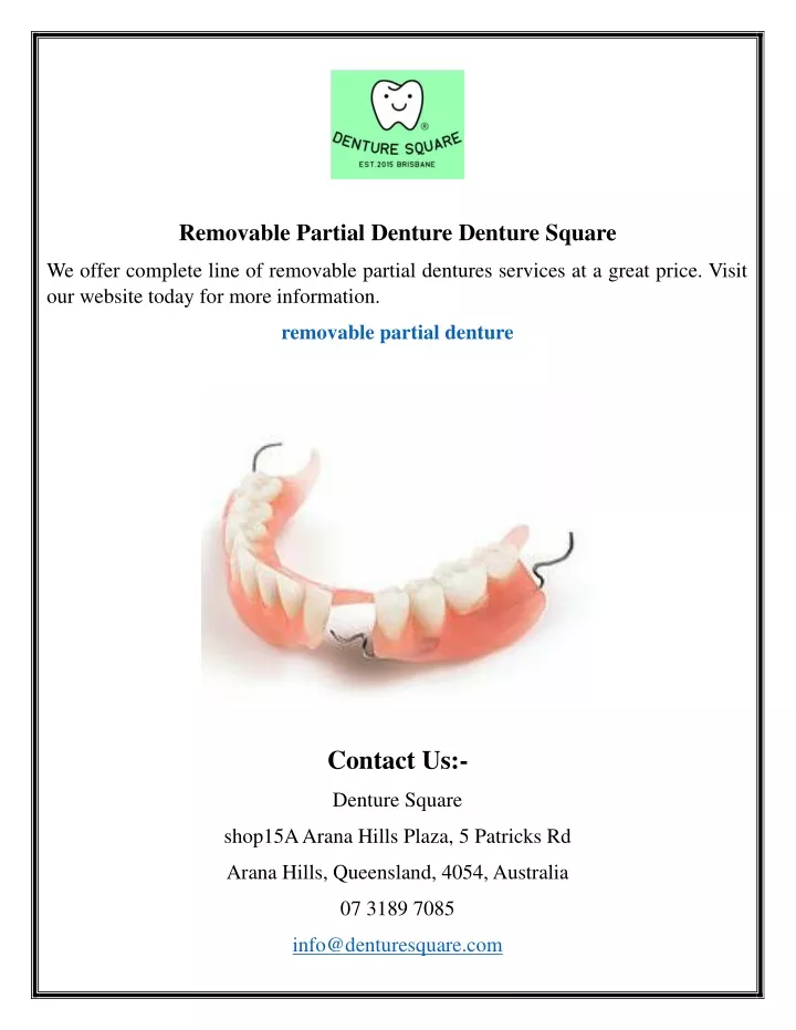 removable partial denture denture square
