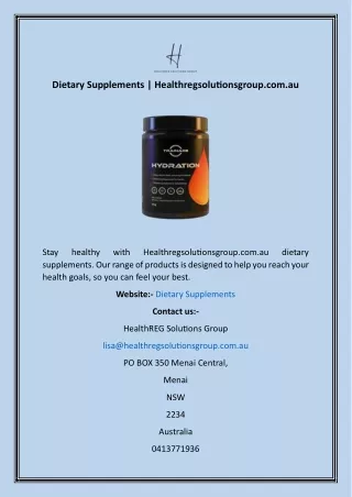 Dietary Supplements  Healthregsolutionsgroup.com