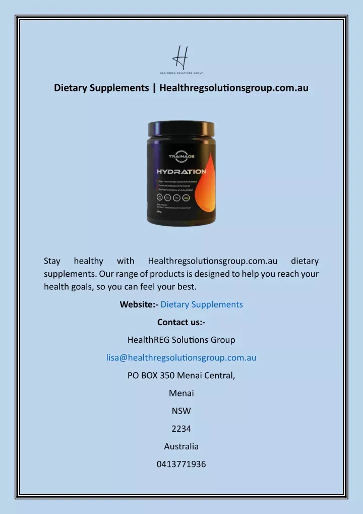 dietary supplements healthregsolutionsgroup com au
