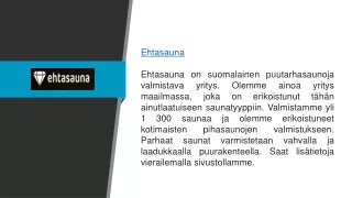 Ehtasauna  ehtasauna.fi