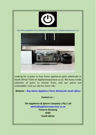 Buy Home Appliance Parts Wholesale South Africa  Appliancesparesco.co.za