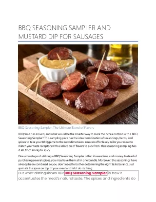 BBQ SEASONING SAMPLER AND MUSTARD DIP FOR SAUSAGES | GuestCanPost