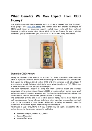What Benefits We Can Expect From CBD Honey?