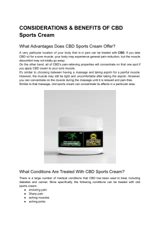 CONSIDERATIONS _ BENEFITS OF CBD Sports Cream