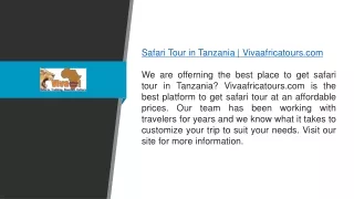 Safari Tour in Tanzania  Vivaafricatours.com