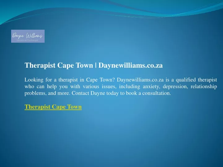 therapist cape town daynewilliams co za looking