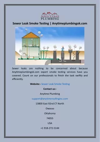 Sewer Leak Smoke Testing  Anytimeplumbingok