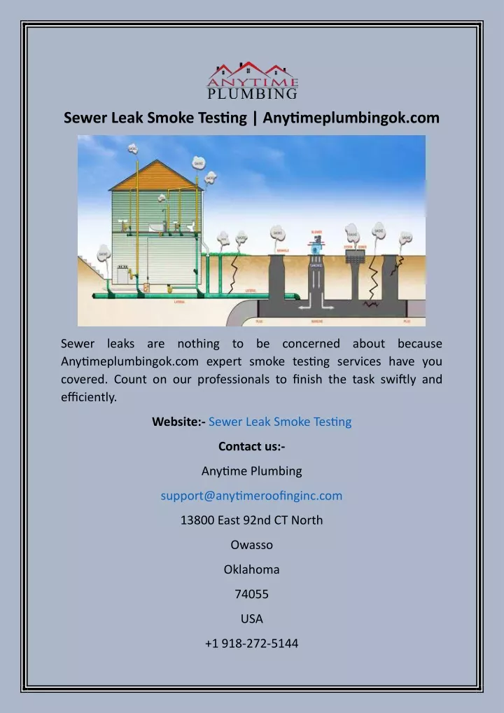 sewer leak smoke testing anytimeplumbingok com