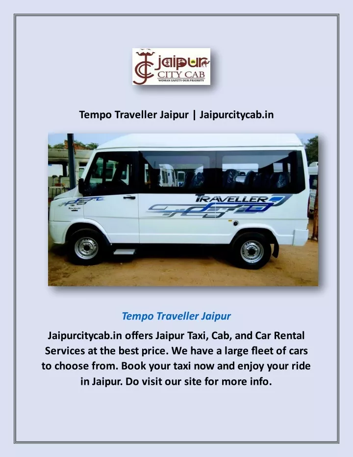 tempo traveller jaipur jaipurcitycab in