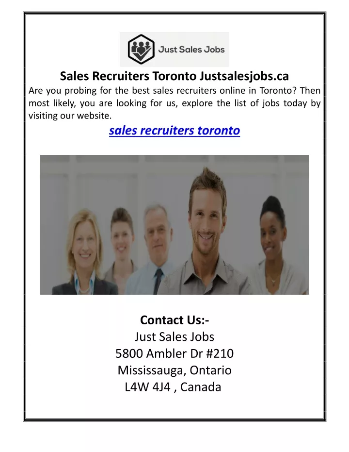sales recruiters toronto justsalesjobs