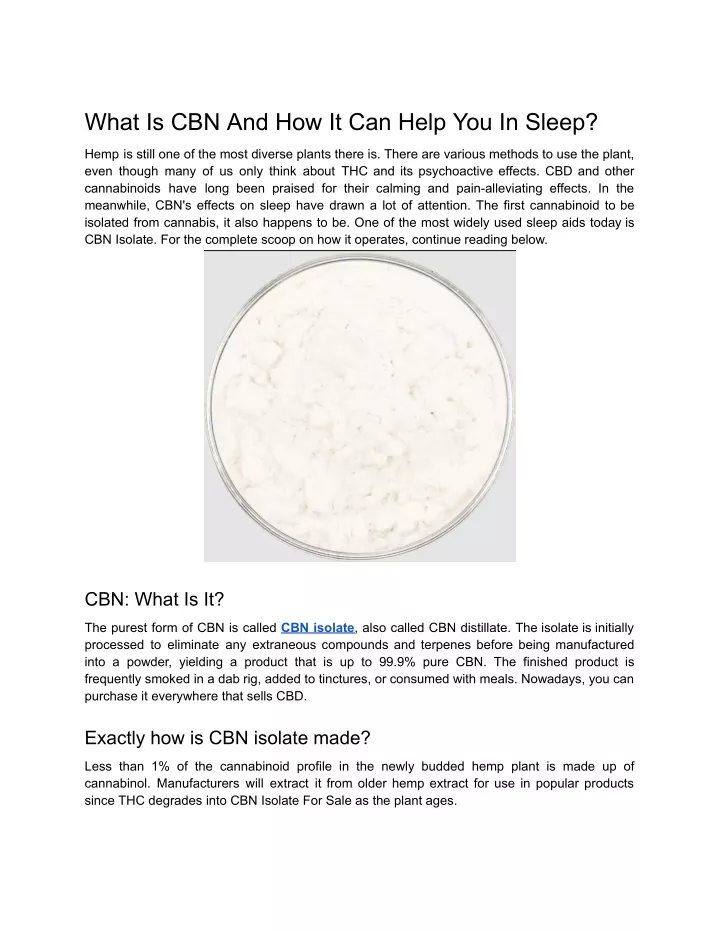 what is cbn and how it can help you in sleep