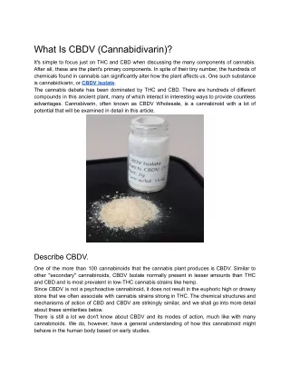 what is cbdv cannabidivarin