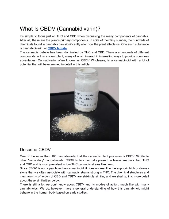 what is cbdv cannabidivarin