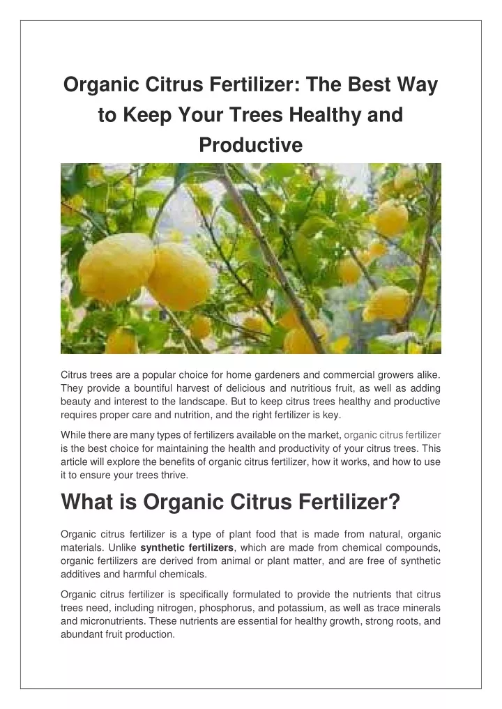 organic citrus fertilizer the best way to keep