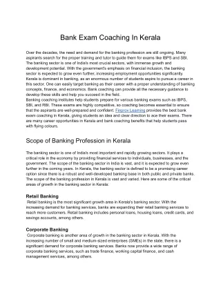 Bank Coaching in Kerala - FINPROV