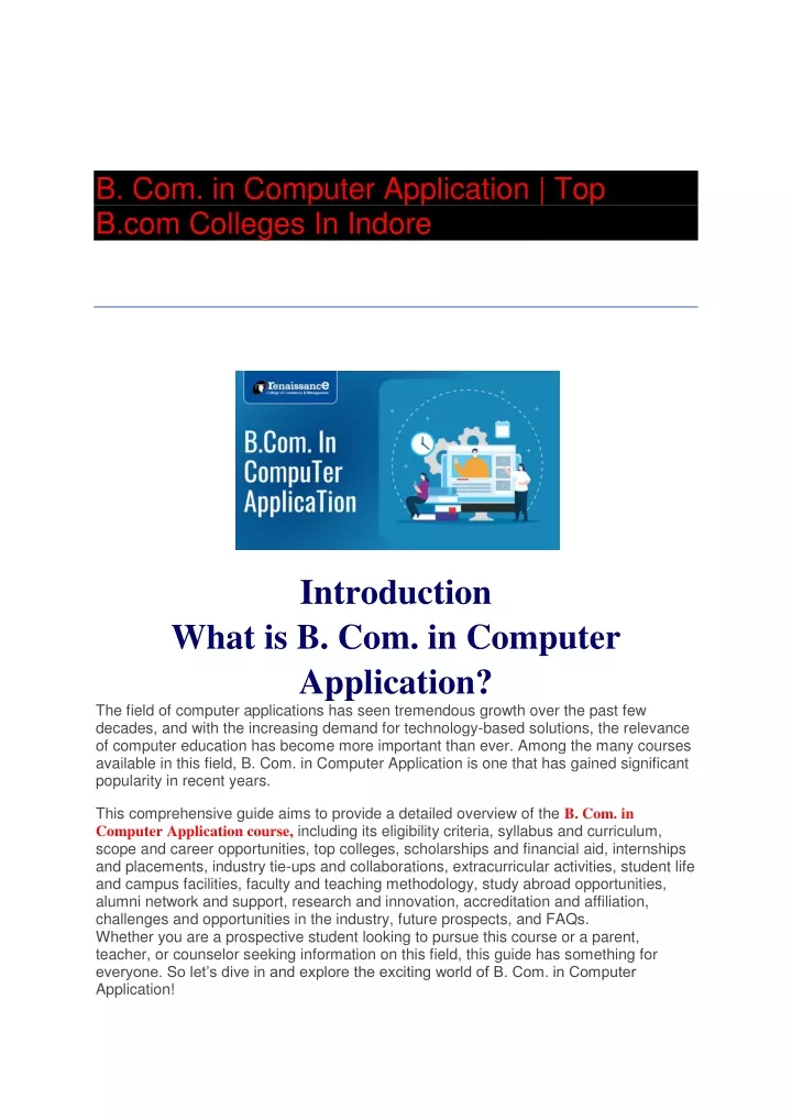 b com in computer application top b com colleges