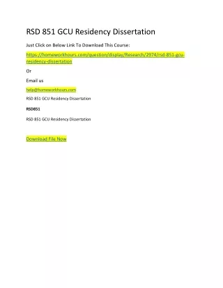 rsd 851 gcu residency dissertation