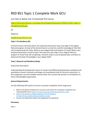 rsd 851 topic 1 complete work gcu