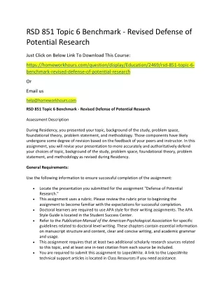 rsd 851 topic 6 benchmark revised defense