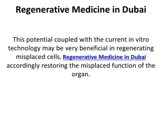 Regenerative Medicine in Dubai