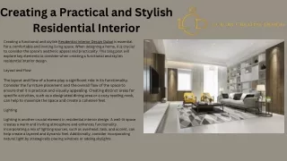 Residential Interior Design Dubai | Luxury Creative Design Dubai