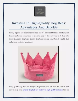 Investing In High-Quality Dog Beds: Advantages And Benefits