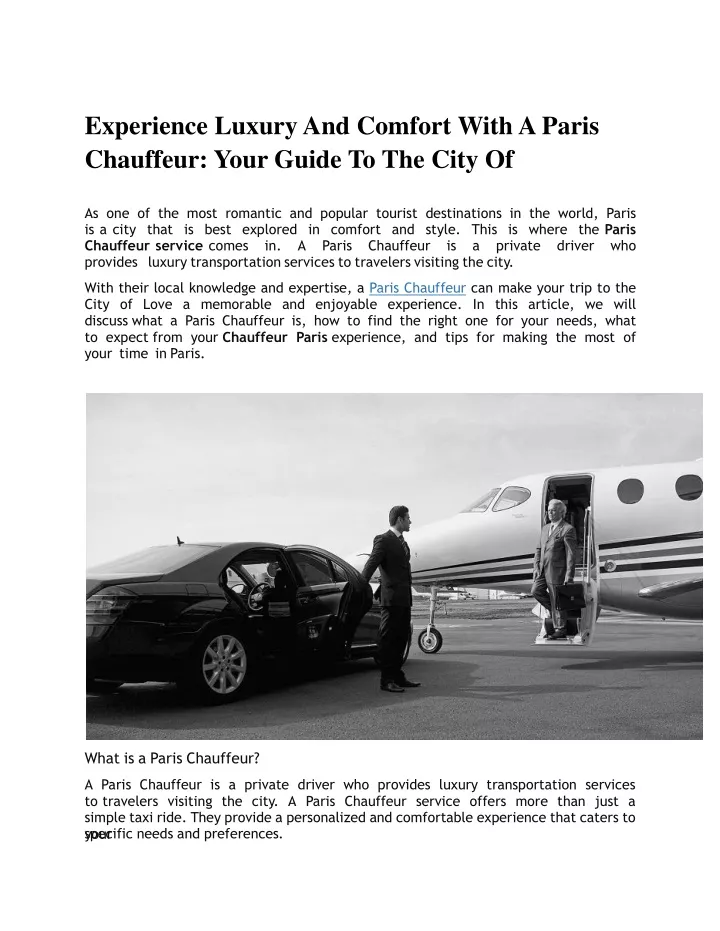 experience luxury and comfort with a paris